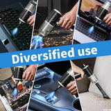 3 in 1 Portable Electric Nail Drill Professional Cleaner Dust Collection /Lighting Car Vacuum 120W High-Power Handheld Wireless Vacuum Cleaner Home Car Dual USB Rechargeable (Black)