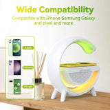 Wireless G Speaker with Wireless Charging, Desk Lamp Bedside Night Light, Smart Light, Sound Machine, and Bedroom Home Decor