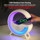 Wireless G Speaker with Wireless Charging, Desk Lamp Bedside Night Light, Smart Light, Sound Machine, and Bedroom Home Decor