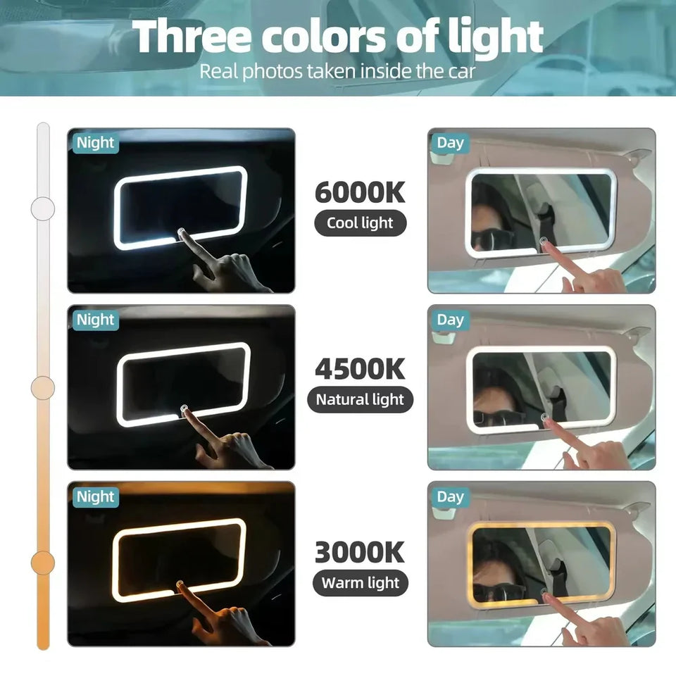 Upgrade Car Sun Visor Vanity Mirror,Big Led Car Mirror with 3 Light Modes & 80 LEDs,Rechargeable Car Makeup Mirror - Dimmable Touch Control,Car Light Up Mirror Universal for Car Truck SUV
