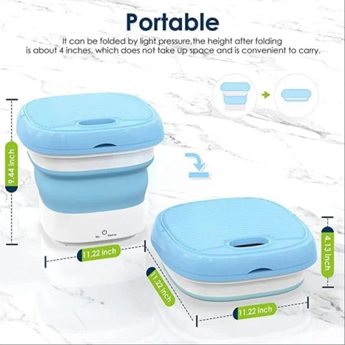 2Kg Portable Foldable Mini Top Loading Washing Machine with Spinner & Dryer for Baby Clothes, Semi Automatic Bucket Washer with Modes for Home, Travel & Multipurpose (Multi)