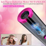 Hair Curler - Cordless Automatic Hair Curler Portable Curling Iron With LCD Temperature Display Fast Heating Auto Rotating Hair Curler USB Rechargeable For Travel Home, Grey and Pink