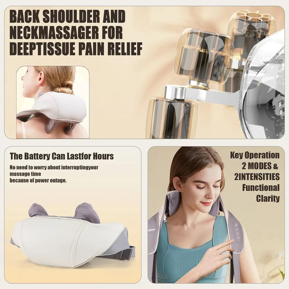 Neck and Back Massager, Neck Massager with Heating, Body Massager for Body Aches and Pains Relief, Electric Wearable 5D Cervical Neck Massage Machine for Deep Tissue Neck, Back, Shoulders, Waist and Legs