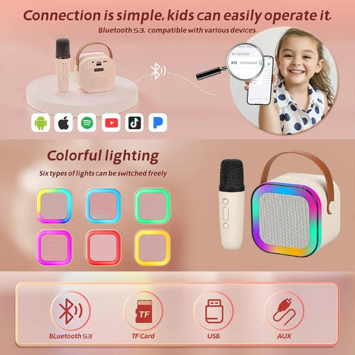 Mini Karaoke Machine for Kids Adults | Portable Bluetooth Karaoke Speaker with Mic for Kids Teens Adults, Ideal Gifts for Girls Boys Birthday Holiday Home Party