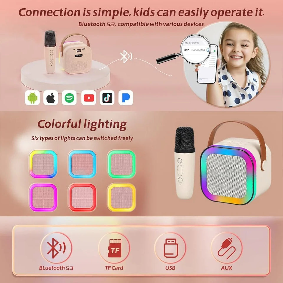 Mini Karaoke Machine for Kids Adults | Portable Bluetooth Karaoke Speaker with Mic for Kids Teens Adults, Ideal Gifts for Girls Boys Birthday Holiday Home Party