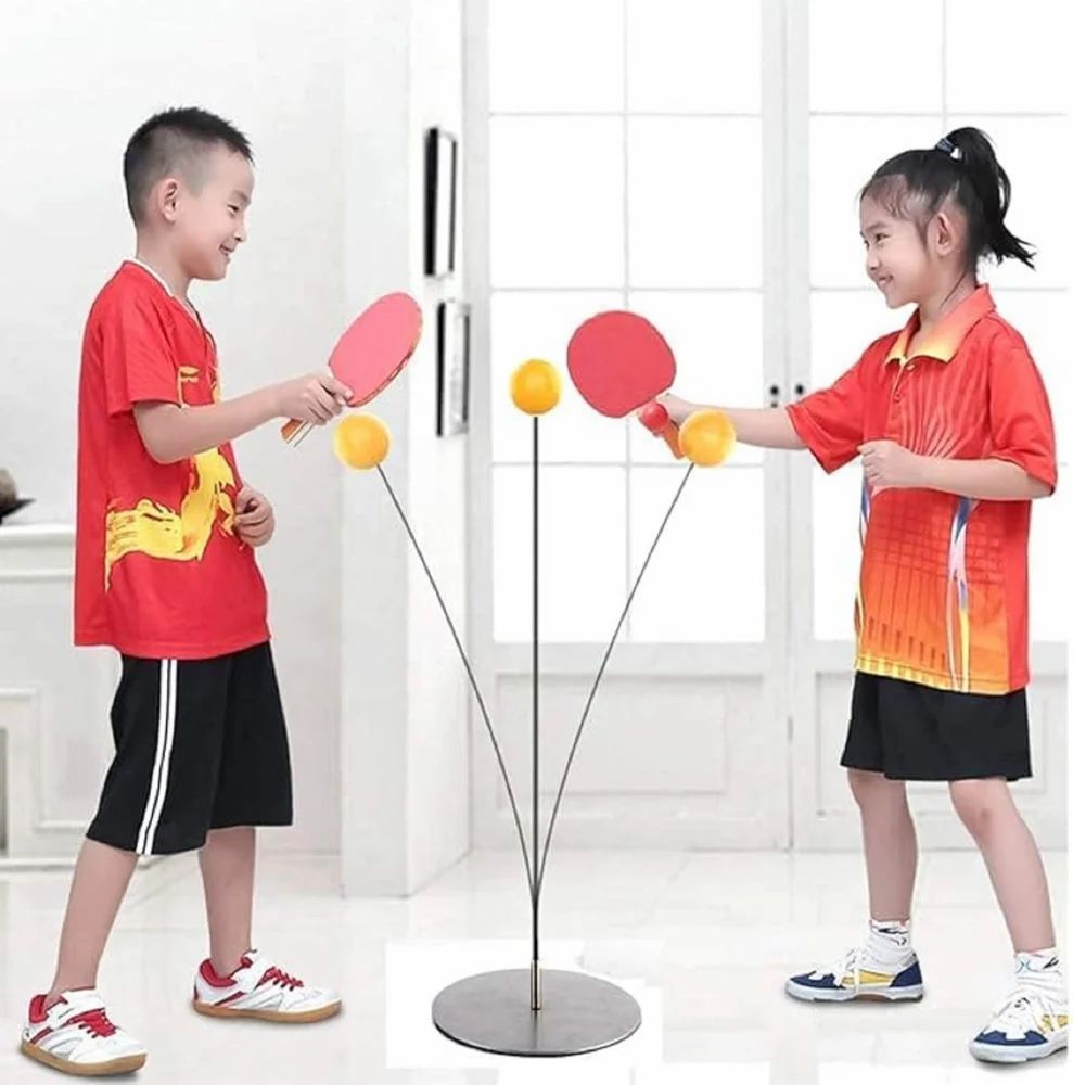 Toy Imagine Deluxe Ping Pong Training Set Improve Your Table Tennis Skills at Home with Two Professional Grade peddles, 4 Ball, 1 Flexible Rod & Ping Pong Training Metal Base